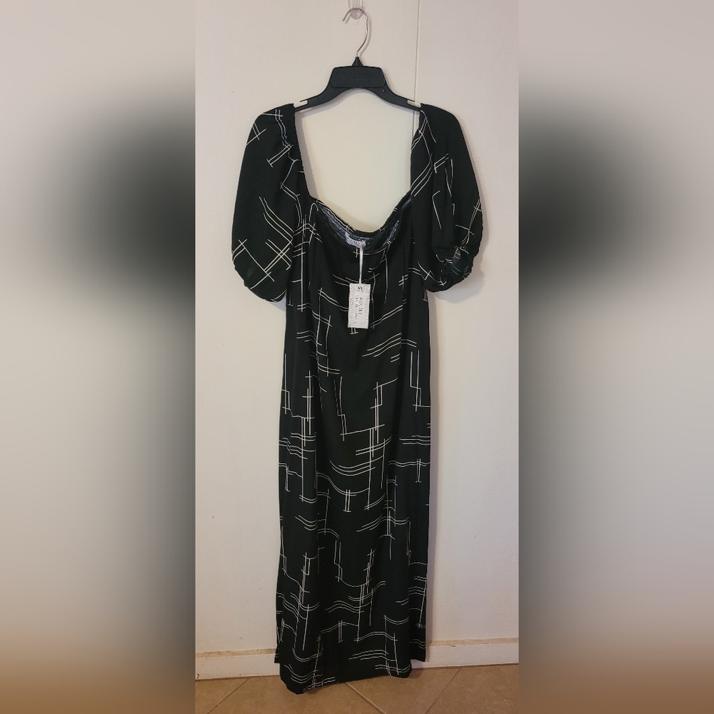 🖤NWT 🖤 Ava Sky Fighting Eel Maurie Black  Maze Print Dress Size Large